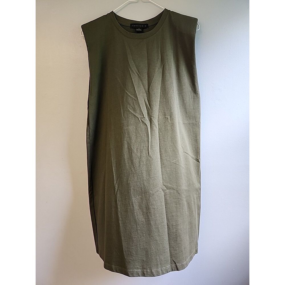 Sanctuary Womens‎ XS Sleeveless Shoulder Pad T Shirt Dress Hiker Green